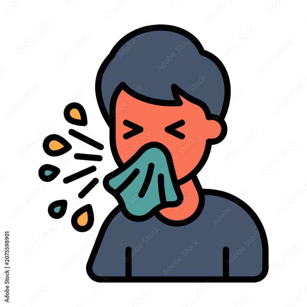 Fototapeta premium Sneezing Coughing Symptom Icon for Respiratory Health