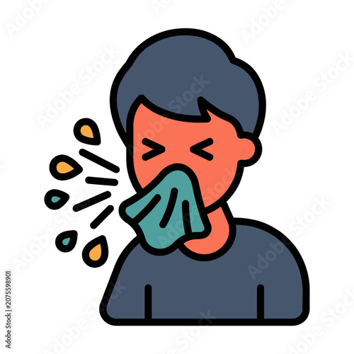 Sneezing Coughing Symptom Icon for Respiratory Health