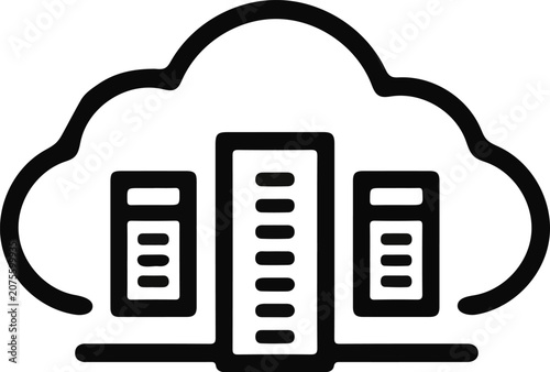 Quadro su tela Cloud Server Icon – Cloud Computing, Data Storage, Hosting and Database Outline