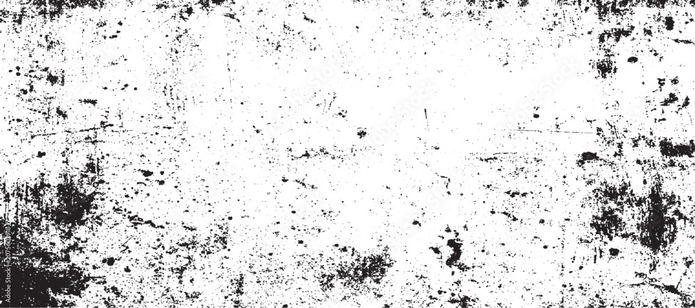 Obraz premium Abstract Black and White Grunge Texture with Cracked Dot Noise Overlay and overlay vector grainy letterpress textures. Imprint texture, Concrete wall Illustration Vector.