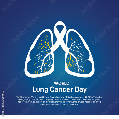 world lung cancer day 2026. world lung cancer day concept banner, poster, social media post, postcard, background, backdrop, template, greetings card, web banner, cover design etc.