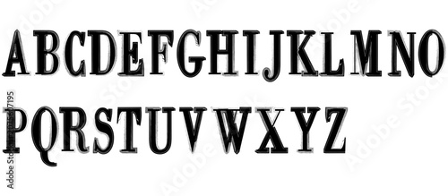 Upper case handwritten alphabet. Cute cartoon letters. School blackboard with ABC. Line font. Capital letters. Grunge brush stroke texture. Hand painted alphabet.