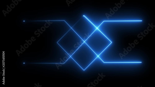 Abstract glowing motion with red neon arrows. Red color neon line animation. Electric Horizon neon line animation video footage for background .