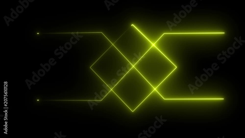 Abstract glowing motion with red neon arrows. Red color neon line animation. Electric Horizon neon line animation video footage for background .