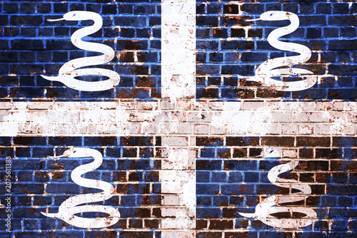 Fotografie Distressed Martinique Flag Featuring Iconic White Fer de lance Snakes Painted on