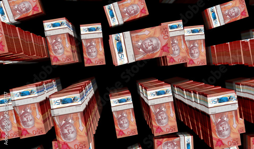 Barbados 50 dollar money banknotes pack 3d illustration