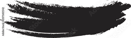 Black ink brush stroke texture isolated on transparent background
