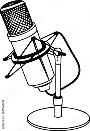 retro microphone on white background