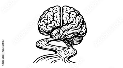 Photos Abstract Brain Flow Illustration - Creative Thinking and Idea Generation
