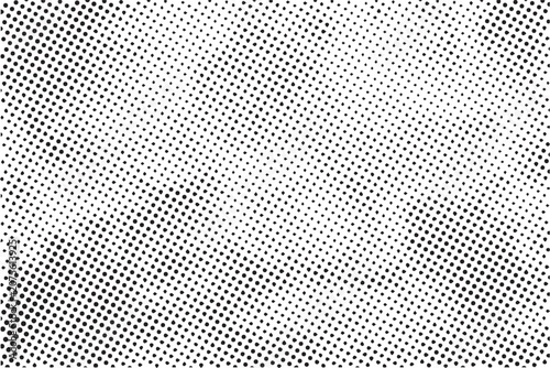 Abstract black and white halftone dots pattern background.