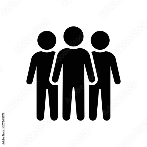 Group of three people silhouette icon representing teamwork and community with silhouette community organization together connection collaboration isolated