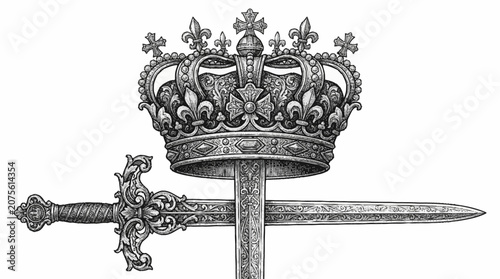 Obraz na płótnie Crown and sword royal emblem symbol.