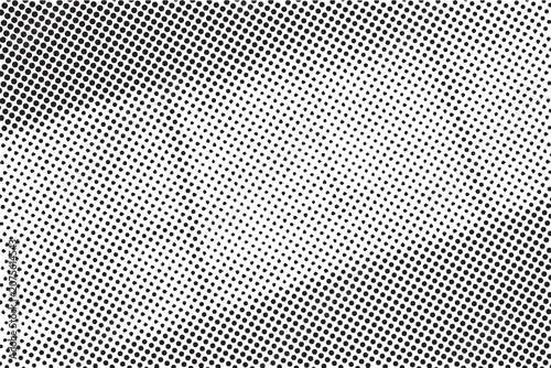 Black and white halftone dots gradient texture background.