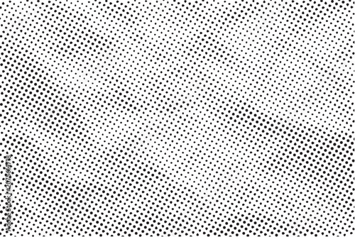 Abstract black and white halftone dots pattern background.