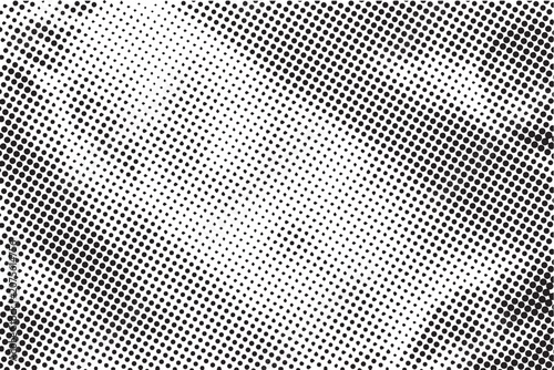 Abstract window shadow and leaf overlay effect with monochrome halftone dots pattern background.