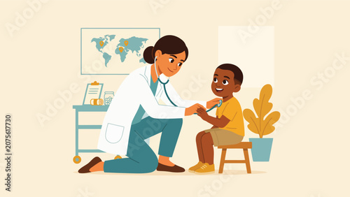 Foto Vector illustration pediatrician exam