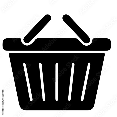 Obraz na plátně Solid black shopping basket icon for commerce with shopping commerce purchase sh