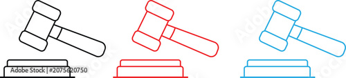 Foto Law court gavel and sound block icons in different colors  legal symbols for jus