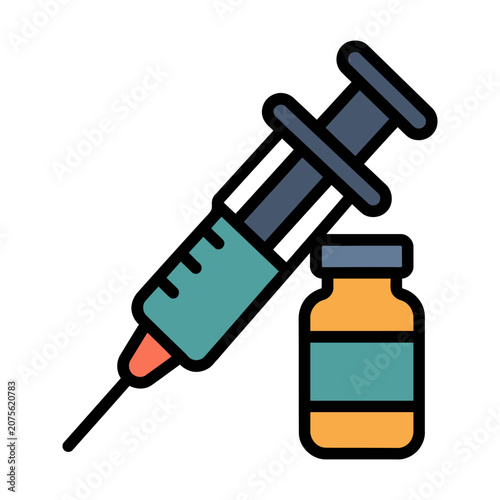 Vaccine Syringe Vial Icon for Immunization Program