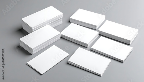 Blank white business card stacks for corporate branding identity mockup template