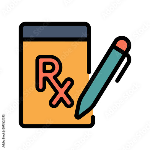 Medical Prescription Paper Rx Icon for Pharmacy