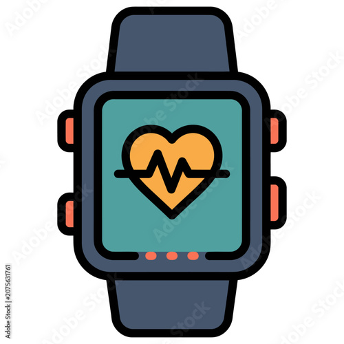 Smartwatch Health Tracker Device Icon for Fitness