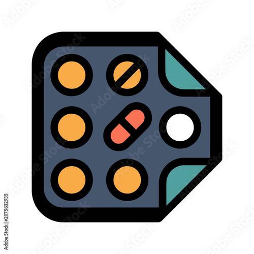 Medical Pill Blister Pack Icon for Drugstore