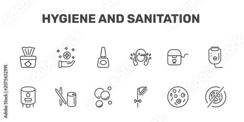 Принти на полотні hygiene and sanitation icon set with baby wipe, sanitary, varnish, antibacterial