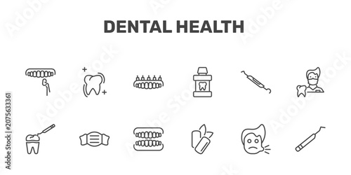 Fotografía dental health icon set with dental veneer, sealants, dental prosthesis, periodon