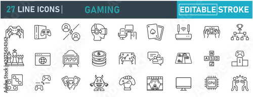 Foto Gaming Line Icons Set