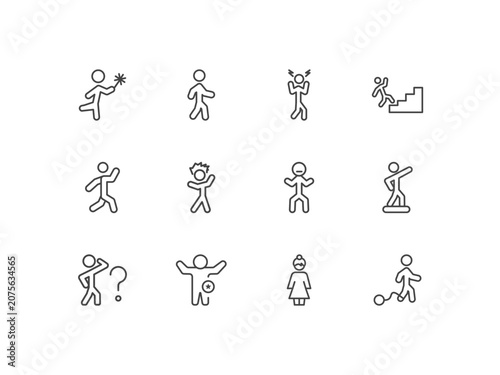 Valokuva feeling and reaction icon set with lucky human, alive human, aggravated human, g