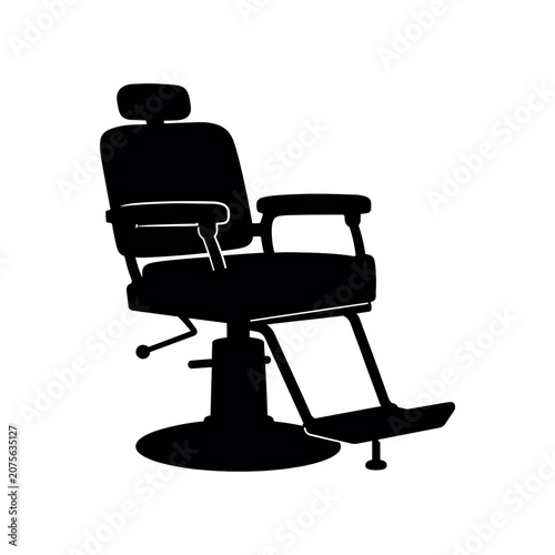 Black silhouette of a salon barber chair isolated on a white background