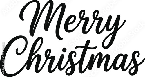 Canvas Print Black Merry Christmas text on white background