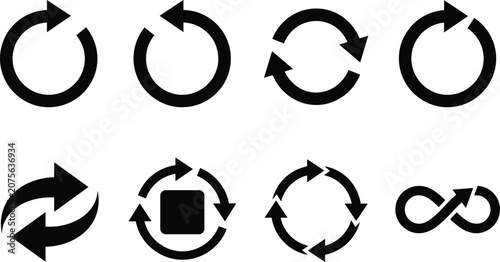 Obraz na płótnie Refresh Reload Sync and Repeat Circular Arrow Icon Set for User Interface Design