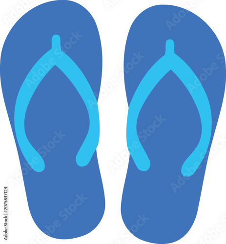 A pair of blue flip flops with light blue straps