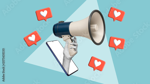 Social Media Engagement and Marketing Strategy, Digital Influence, Viral Promotion, Online Audience Communication, Brand Awareness, Content Amplification, and Community Growth Concept