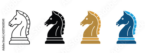 Foto Knight Chess Piece Vector Icon Set, Strategy Game and Horse Chess Icons Collecti
