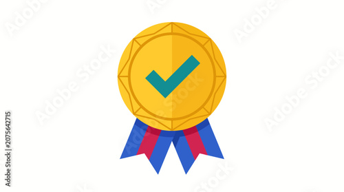 Golden Seal with Check Mark and Ribbon.