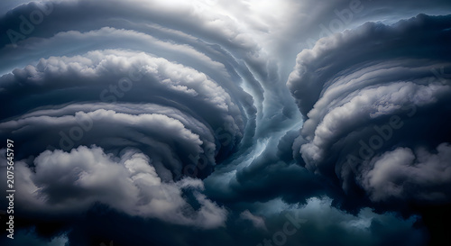 Dramatic Cloud Formation Over Dark Sky with Sunlight Rays in Moody Atmosphere