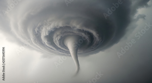 Swirling vortex of dark smoke forming funnel in dramatic low light monochrome