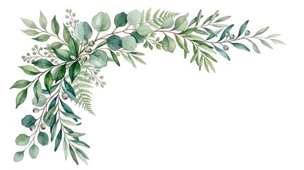 Green Botanical Corner Arrangement with Eucalyptus and Ferns