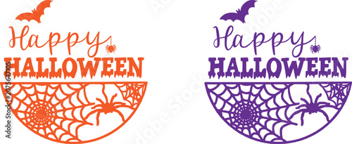 Happy halloween vector designs spooky spiderweb bat and festive typography