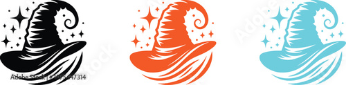 Halloween witch hat silhouette designs for spooky decorations and party supplies