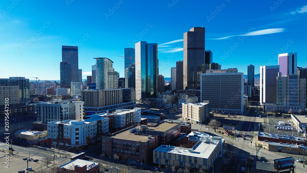 Αυτοκόλλητο Massive commercial blocks oversee vacant lots adjacent to residential zones within Five Points district