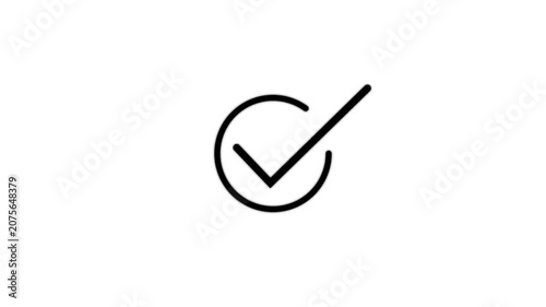 Tick mark icon seamless loop.Glowing neon line Tick mark or confirm icon animation, approval icon with circular outline for confirmation, yes motion choice success correct, circle, validation accept