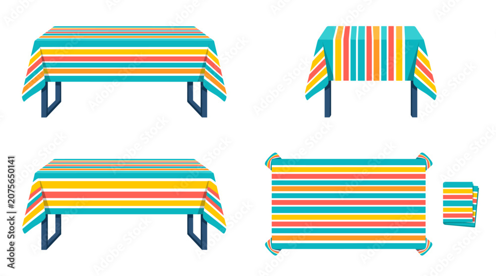 © ai tekno koncept - Tablecloth dining textile with front side rear and top views vector illustration © ai tekno koncept - Tablecloth dining textile with front side rear and top views vector illustration