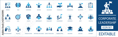 Konstfotografi Corporate leadership solid icon set