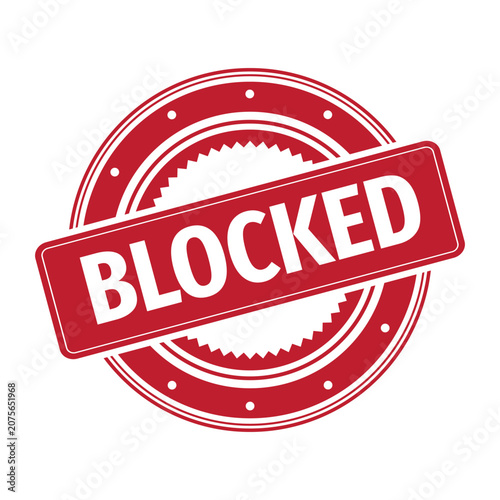 Obraz na plátně Red blocked Stamp Seal, Label Vector Icon Isolated on White Background
