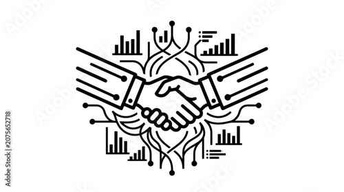 Handshake partnership and data exchange concept.