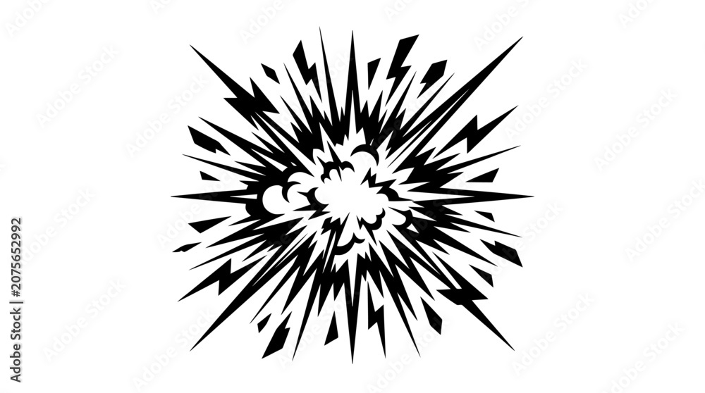 Naklejka premium Black explosion graphic design element.